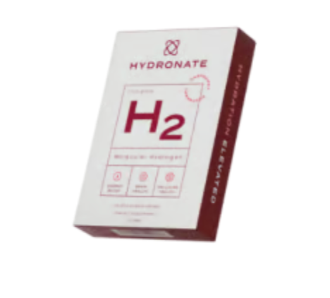 Hydronate H2 molecular hydrogen tablets — burgundy and white box