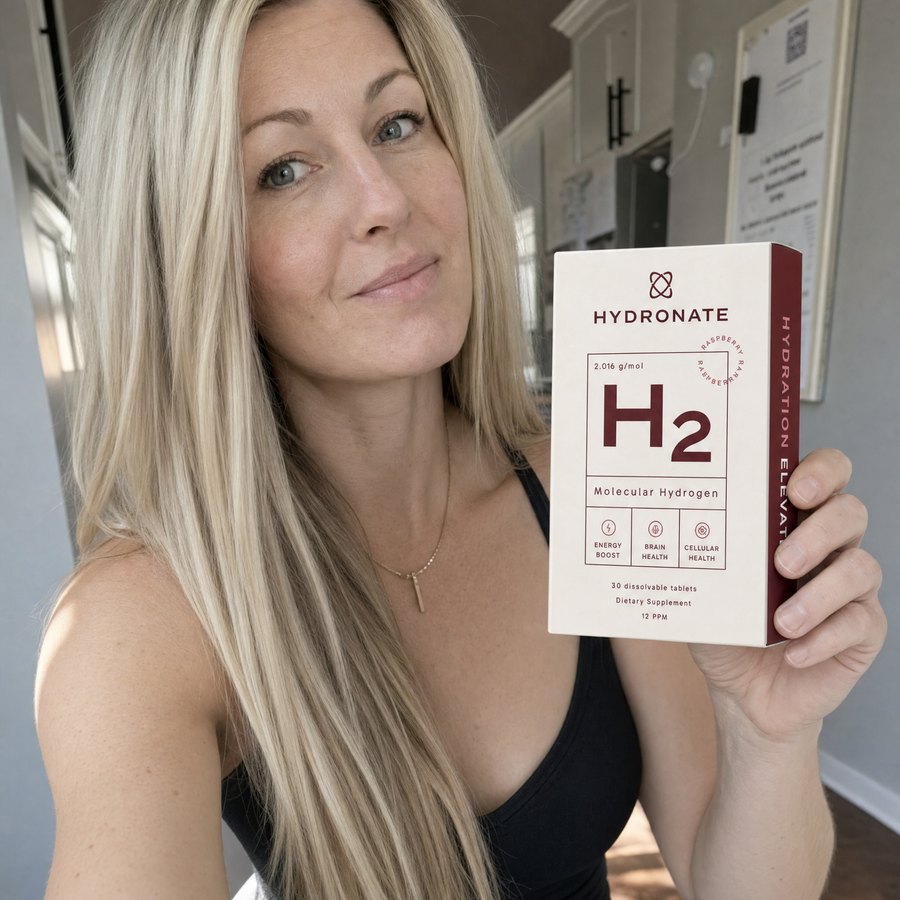 Customer holding a Hydronate H2 box at home.