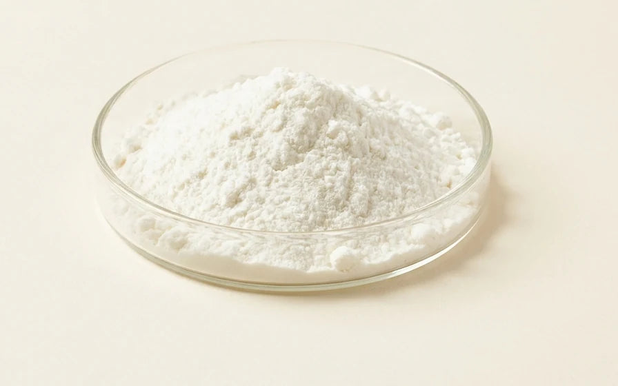 Dextrose powder in a glass dish