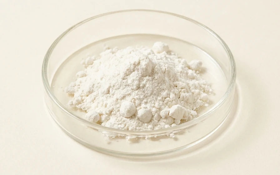 Sodium stearyl fumarate powder in a glass dish